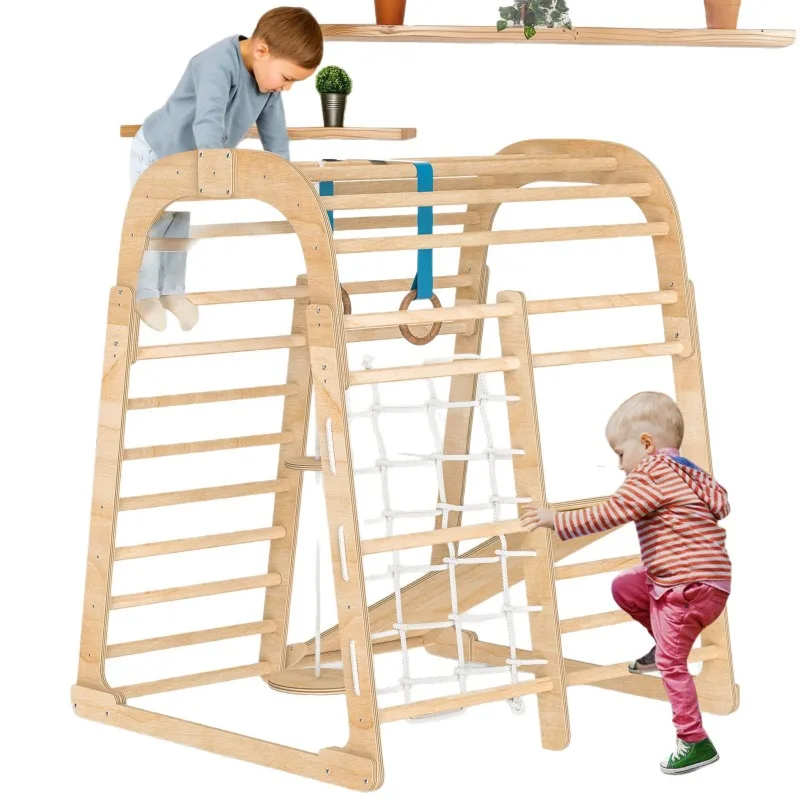 Kids Outdoor Climbing Frame - Solid wood children's slide wooden indoor