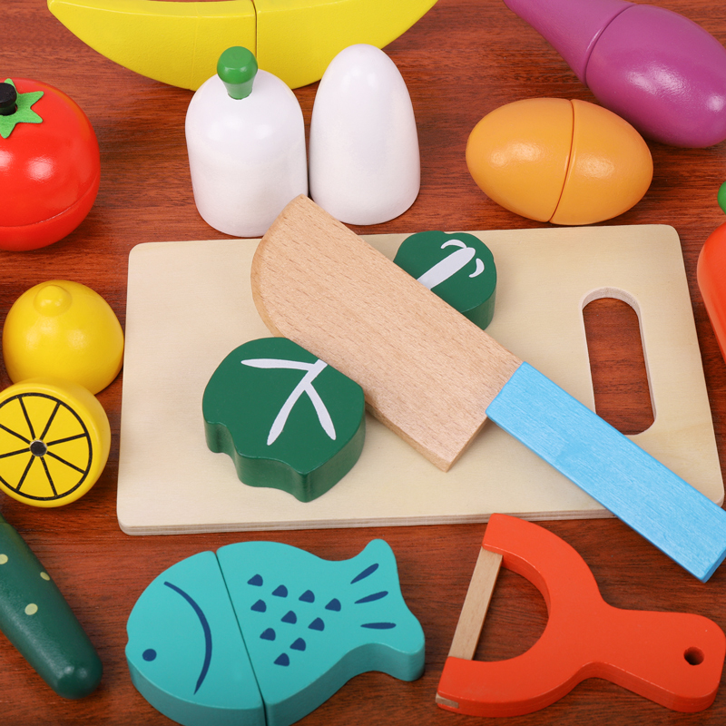 Wooden Fruit Vegetable Cutting - Kids Outdoor Kitchen Accessories review and price