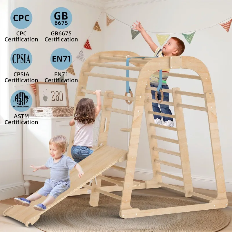 Solid wood children's slide wo - Kids Outdoor Climbing Frame review and price