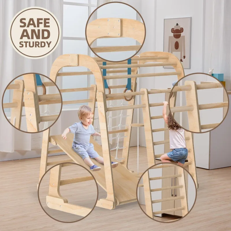 Solid wood children's slide wo - Kids Outdoor Climbing Frame review and price